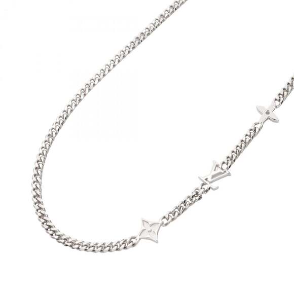LOUIS VUITTON Silver Monogram Necklace